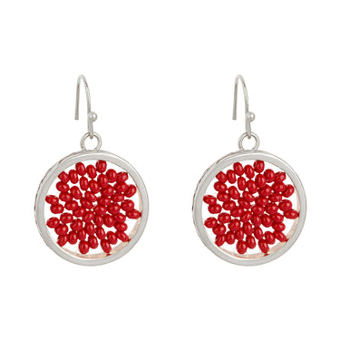 Aretes Upsala Plata Circulo Chico Gancho Rojo